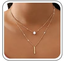 TseenYi Capas De Cristal Lágrima Colgante Collar De Oro De La Barra Colgante Collar De Gargantilla De La Vendimia En Capas Collar De Capas Cz Collar De La Barra De La Gota De Agua Collar De Joyas Para