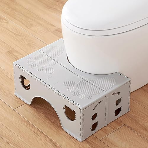 Zusammenklappbarer Toilettenhocker, Töpfchenkothocker, Hocker, Hocker, Toilettenhocker, Badezimmer, rutschfest, Toilettenhilfe, Tritthocker, Faltdesign mit rutschfesten Füßen (Wolkengrau)