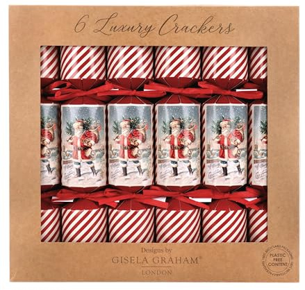 Gisela Graham Nostalgia Santa Christmas Crackers - Box of 6