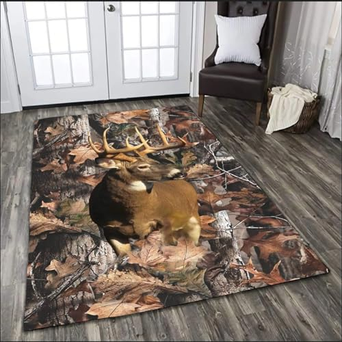 Bettvorleger 3D-Illusionsteppich Kleiner Teppich Rentiertier Elch Teppich,Schlafzimmerteppich,Jungenteppiche Für Schlafzimmer,Wohnzimmerteppich 80 X 120 Cm / 31.5 X 47.2 - Leicht Zu Reinigen -2C0G3B