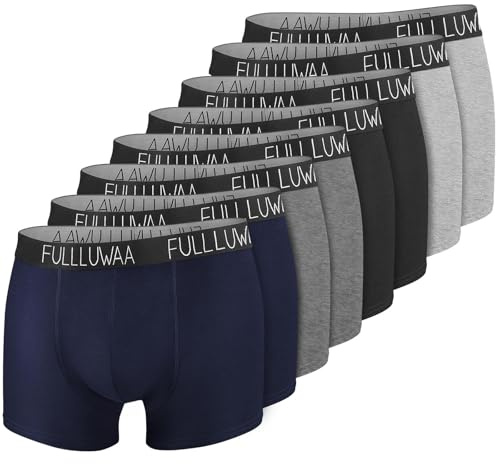 Fullluwaa Boxer Uomo (Pacco da 8) Mutande Uomo Cotone, Aderenti e Confortevoli, Elasticizzato
