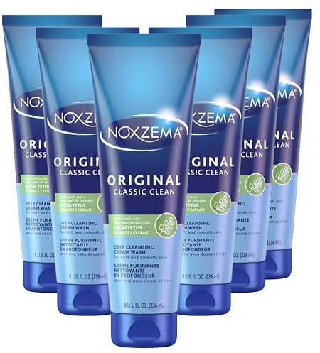Noxzema Original Classic Clean Face Wash, Deep Cleansing Cream for Fresh, Healthy-Looking Skin, Hydrating Formula Removes Dirt, Oil & Makeup, Dermatologist Tested, 8 oz (6 Pack)