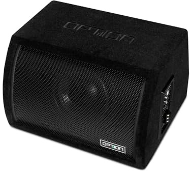Option PULSE-6BRA Aktiv-Subwoofer im kompakten Bassreflex-Gehäuse mit 220 Watt RMS - Kleiner 16,5cm Subwoofer mit kraftvollem Bass - inkl. Pegelfernbedienung