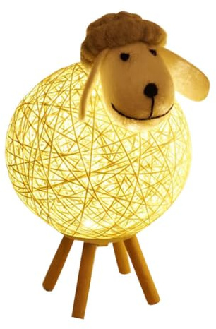 Artibetter Schaf-Nachtlicht Aus Rattan Batteriebetriebene Kinderlampe Mit Warmem Led Licht Dekoratives Licht Für Schlafzimmer Kinderzimmer Wohnzimmer Und Partydekoration