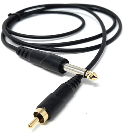 DRUT Câble audio mono jack 6,35 mm vers RCA phono - Patch de signal pour mixeurs, contrôleurs, DJ et équipements audio (1,5 m)