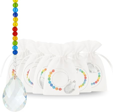 MilaBoo® Sonnenfänger Kristall Bastelset – DIY Suncatcher 6er Set oder Fertig Montiert – Bastelset Kindergeburtstag, Fensterdeko Lichtfänger, Mitgebsel Kinder, Garten Deko (fertig montiert)