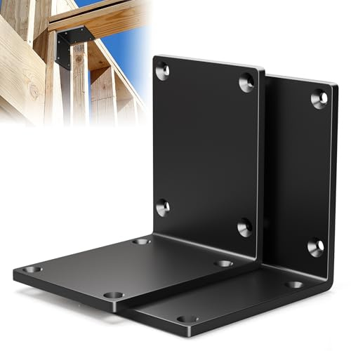 Wuno Shop 2 Pack 8x8x6 Post Brackets, Steel I Brackets for Wood, Heavy Duty Corner Bracket, 8x8 Post to Beam Connector, Fireplace Mantel Support Bracket, Thickness 1/4(6 mm), Max Load 660lbs