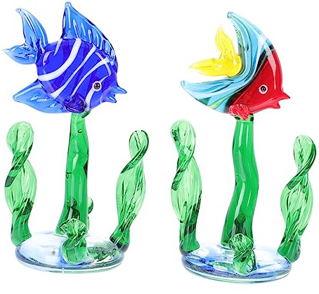 DONFAMDS 2 Stück Glasfische Aquarien Dekoration Kreative Wasserpflanzen Ornamente für Fischbecken Tierfigur für Garten Lebendige Gestaltung für Aquascaping Hochwertige Glasmaterialien