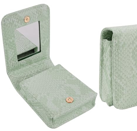 Biiange Lipstick Holder, Lipstick Case with Mirror, Mini Portable Makeup Holder for Women Girls, for Outside Mini bag Travel Cosmetic Pouch (1Pcs) (Green)