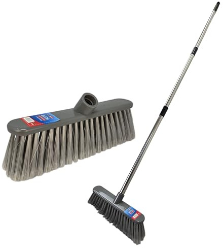 Soft Bristle Broom with 1.2M Long Handle Stainless Steel–Indoor Sweeping Brush for Tile, Wood, Laminate Floors – Lightweight Broom for Home, Kitchen, Patio Garden and Office Cleaning - By Best House