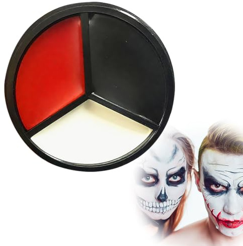 EIHI Tre colori Pittura Per Viso e Corpo, Truccabimbi, Trucchi da Viso per Travestimenti, per Bambini e Adulti,Pittura del Corpo Pittura Viso Professionale Colori（rosso+bianco+nero）