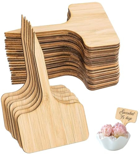 Noaxylic 40 Pezzi Etichette per Piante, Targhette a T, Impermeabile Targhette in Legno, Etichette Orto, per Semi di Verdura, Fiori Giardino, Alberi, Erbe, Rettangolari