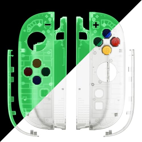 eXtremeRate Replacement Shell Buttons for Joycon 2, Housing Faceplate Case + Decorative Strips + ABXY Direction Keys + Tools for Nintendo Switch 2 Controller - Essence Version - Glow in Dark - Green