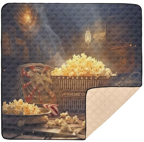 xigua Baby Play Mat - 127 X 127 cm Foldable Waterproof Baby Play Mats for Floor, Popcorn Cinema Soft Foam Crawling Mat for Babies and Toddlers Infants, Machine Washable