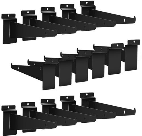 16 Pcs Slatwall Shelf Bracket, Slatwall Accessories, Heavy Duty Slat Wall Shelf Bracket with Lip for Garage and Retail Display, and Home Storage Systems (6Inch)