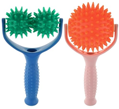 Massageball-Roller, 2 Stück, rutschfester, stacheliger Massageball mit Griff, Schmerz- und Müdigkeitslinderungsrolle für Muskeln, Bein, Rücken, Hand..