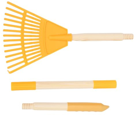 Hohopeti Râteau à Feuilles en Plastique Jaune 14 Dents Petit Râteau de Jardin Détachable 87 CM Outil Ergonomique pour Nettoyage Pelouse Massifs et Arbustes Entretien Extérieur