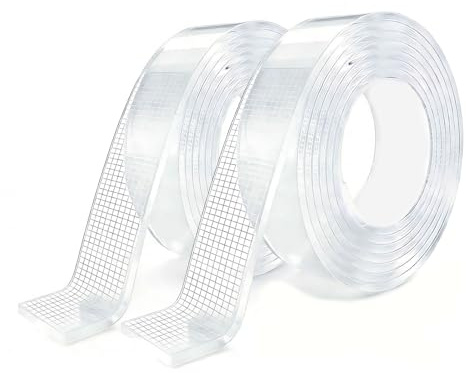Plymate Double Sided Tape Heavy Duty,2mm Thick Extra Strong Nano Adhesive Strips,Residue Free Mounting Tape Used for Walls Hanging,Carpet Anti Slip,Renter/Crafter/Decor/RV Friendly,20ft 2 rolls