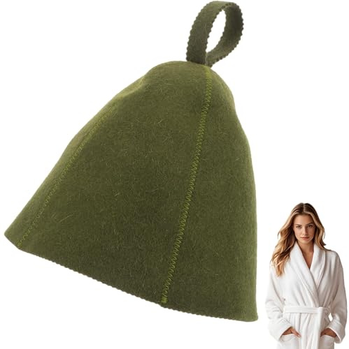 Sauna Hat, Natural Wool Sauna Cap for Men and Women, Eco-Friendly Insulating Headgear for Spa, Steam Room, Bathhouse, Comfortable, Breathable, Cap