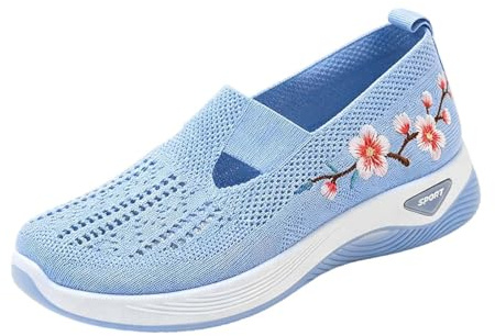 Scarpe Ortopediche Donna Estive Senza Lacci Scarpe Slip On da Corsa Camminare Comode Ginnastica Morbida Sneakers Traspiranti Leggere Antiscivolo Sneakers Diabetici Pianta Larga Sanitarie Outdoor Sport