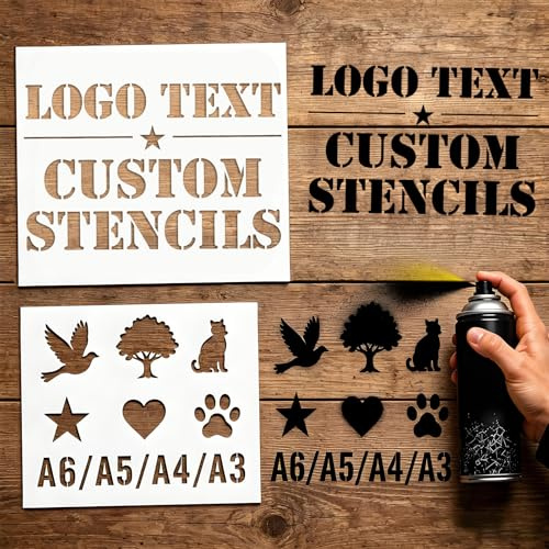 Schablone Personalisiert PVC 1mm, Sprühschablone Wiederverwendbar(Spray) | Individuelle Vorlage mit Logo Text Name, Willkommensschild Buchstaben Zahlen, Malschablonen zum Aufsprühen, Basteln Deko