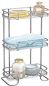 iDesign Neo Portaoggetti Doccia, mensola Bagno in Metallo con 3 Ripiani, Ideale per riporre Shampoo e bagnoschiuma, Argento, 16,0 cm x 24,9 cm x 66,3 cm