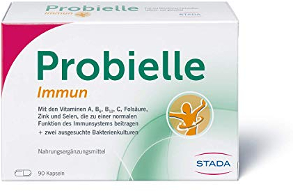 Probielle Immun – Nahrungsergänzungsmittel mit Vitaminen A, B6, B12 und C sowie Folsäure, Zink und Selen die zu einer normalen Funktion des Immunsystems beitragen - 1 x 90 Kapseln