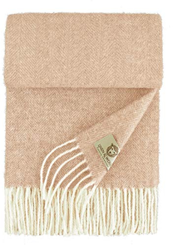 Linen & Wool Schal Damen Herren mit Fischgrätenmuster Classico - 100% Merinowolle