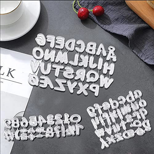 THETAG 3 Stücke Stanzschablonen Buchstaben und Zahlen Groß Klein Stanzen Alphabet Metall Prägeschablonen Stanzformen Cutting Dies für DIY Scrapbooking Karten Handwerk Geschenk Homedeko