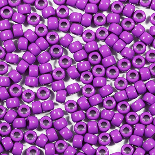 VOOMOLOVE Pony-Perlen, Armbandperlen, Perlen für Haarzöpfe, Perlen zum Basteln, Kunststoffperlen, Haarperlen für Zöpfe, 6 x 9 mm, Violett, 1000 Stück (lila)