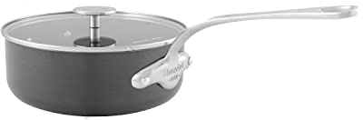 Mauviel M'Stone 3 Hard Anodized Nonstick Saute Pan With Glass Lid, And Cast Stainless Steel Handles, 3.7-qt, Made In France