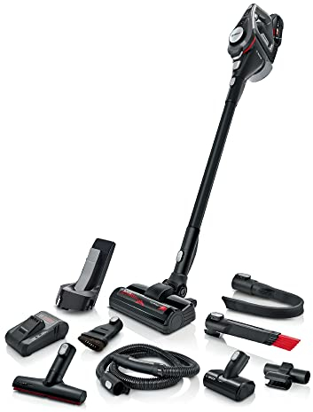 Bosch Akku-Staubsauger Unlimited 8 BSS825MULT, kabellos, HEPA-Filtersystem, 10 Jahre Motorgarantie, hohe Saugkraft, Lange Laufzeit, austauschbarer 5.0 Ah Akku, Schnellladegerät, Mini-Turbo-Düse, grau