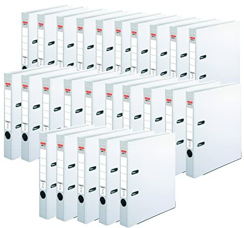 herlitz Ordner A4 maX.file nature plus, A4, 5 cm Rückenbreite, Weiß, aufgeklebtes Rückenschild, Kantenschutz, 25 Stück
