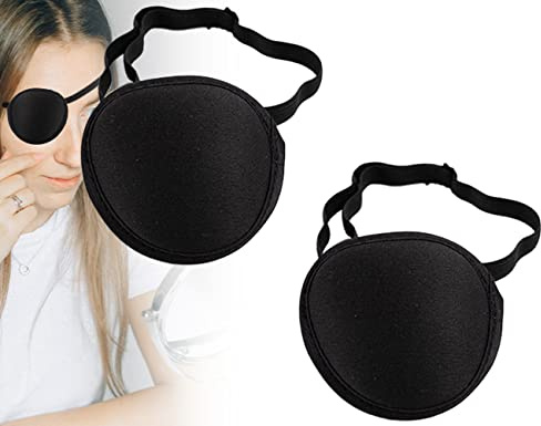 ZoeTekway 2 Stück SchwarzPiraten Einzelne Augenklappe Schwarz, Einstellbar Atmungsaktiv Elastische augenklappe erwachsene und kinder, Eye patches, Piraten augenklappe