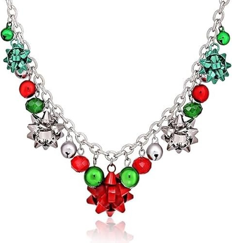 Dereine Weihnachtskette, halskette schlüsselbein kette Geschenk Schleife Anhänger Halskette Geschenk für Frauen Mädchen