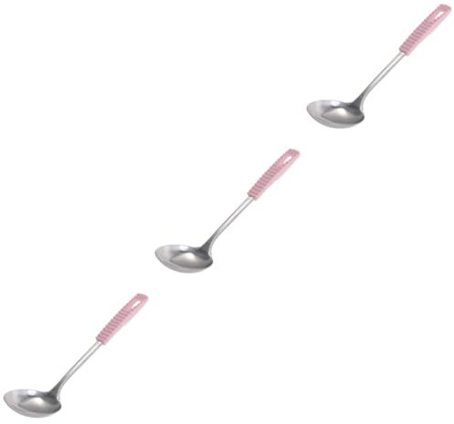 BESTonZON 3pcs Stainless Steel Kitchen Utensils Ergonomic Handle Soup Spoon for Home Restaurant