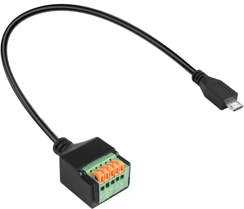 QIANRENON Micro USB Schnellanschluss Lötfrei Adapter Stecker Micro USB Feder Terminal Block Anschluss Micro USB Stecker auf 5Pin Crimp Klemmen Lötfreie Kabel, für Reparatur/DIY, 30cm/11.8in