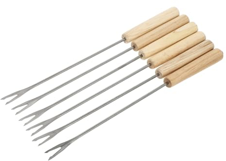 OUNONA 2St Hot-Pot- -Spieße aus Metall Außengrill schokoladenfondue schokofondue Schokoladengabeln Käsegabel heißer Topf 6-teiliges Set Schweiz Fruchtgabel Holz