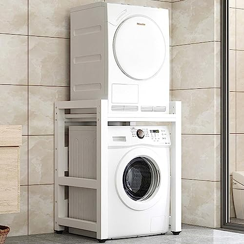 Dryer Washing Machine Shelf Rack, Over Washer Machine Storage Unit, Stacking Kit, Washing Machine Storage Shelf for Bathroom Kitchen Balcony Laundry Room, Bearing Capacity 300KG white