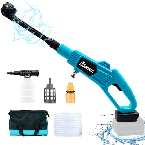 Cordless Power Washer for Makita 18V Battery, 600 PSI Portable Cordless High-Pressure Washer with 6-in-1 Nozzle, Jet Washer for Car Floor Fence Wall Cleaning (2 x 3000mAh Battery)