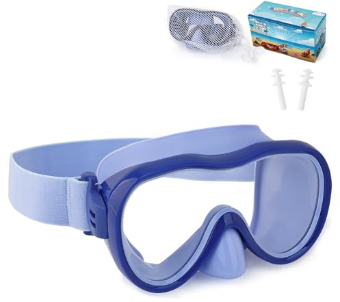 Simglasögon för barn, anti-läckage, snorkelmask med nässkydd och elastiskt tygband, UV-skydd simglasögon för pojkar och flickor