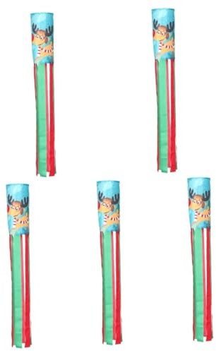 HANABASS 5piezas Decoración Navideña De Bandera Windsock Para Jardín Adorno Colgante De Navidad Para Interiores y Exteriores Aporta Festivo