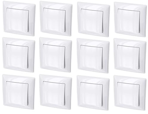 12er Pack, Unterputz Ein-/Ausschalter, Steckklemme, All-in-One, Serie G1 reinweiß