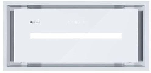 GLOBALO Hotte aspirante, hotte encastrable pour cuisine, ventilateur plat, avec éclairage, largeur d'installation 60 cm, verre trempé, PINELIO 60.1 White, Blanc [Classe énergétique A+]