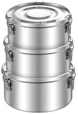 RISAKOGO 3 Pack Edelstahl Behälter mit Deckel Luftdicht,Brotdose Edelstahl Vorratsdosen 500/1000/1500ml, Auslaufsicher Brotdose für Camping Ausflüge,Mittagessen,Reste,Suppen,Salate