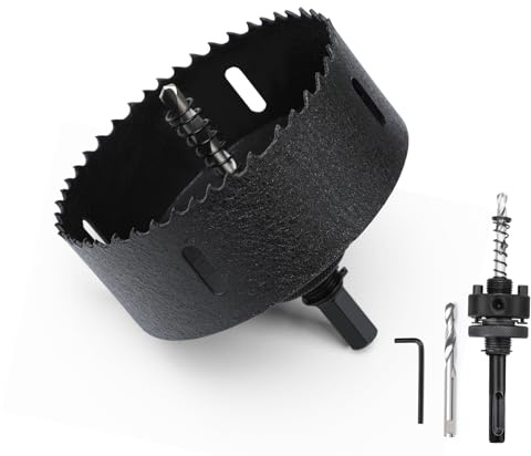 Scie cloche 105 mm bimétal avec tige SDS Plus et tige hexagonale, ensemble de forets pour bois, plâtre, métaux fins, plastiques