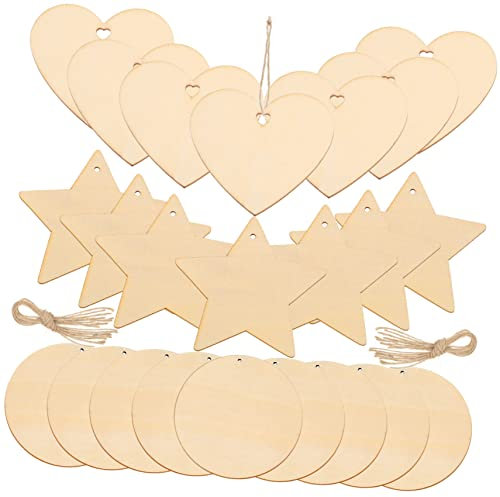 Lurrose 3sets Natural Round Wood Slices Unfinished for Wood Circle Pendants 30pcs*3