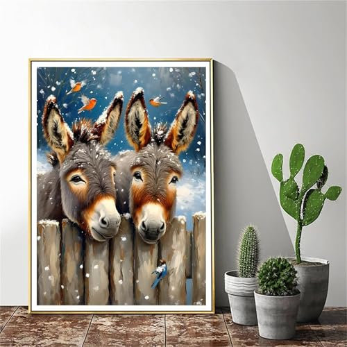 Malen Nach Zahlen Esel Malen Nach Zahlen Erwachsene Vogel Malen Nach Zahlen kinder Paint by Numbers Handgemalt ölgemälde Mit Pinseln und Acrylfarbe kreativ Set für Erwachsene (Rahmenlos) 30x40cm C-974