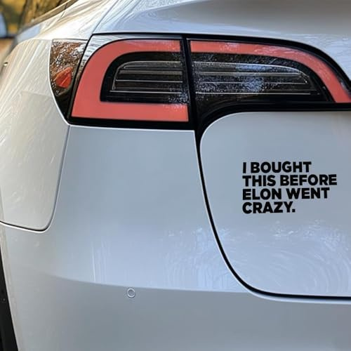 JSCARLIFE Adhesivo divertido para coche, con texto en inglés I Bought This Before Elon Went Crazy, anti Elon, calcomanía de vinilo para ventanas, autos y portátiles (negro)