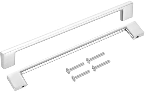 sourcing map Schubladengriffe, 4 Stück, 20,3 cm, Aluminiumlegierung, Küchenschrankgriffe, rechteckige Möbelbeschläge, solide Griffe für Schminktisch, Kleiderschrank, Schrank (Chrom)